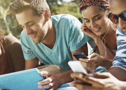 People with their devices